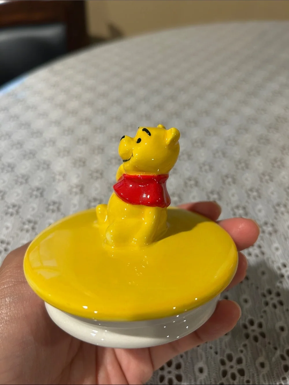 Winnie the Pooh Figurine Lid with Red Scarf